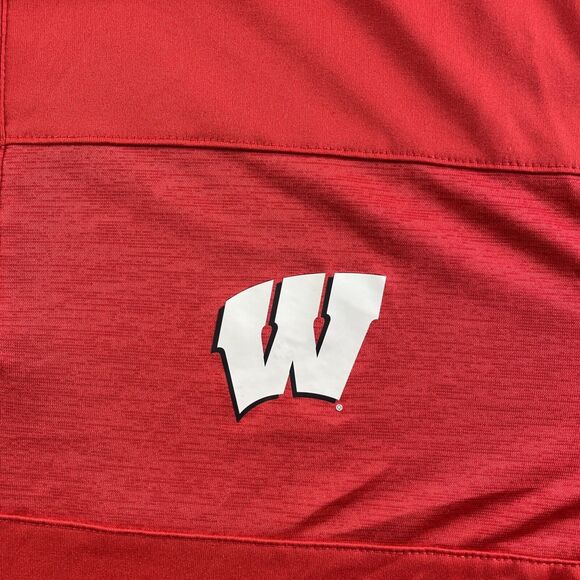 Wisconsin Badgers Polo Shirt Mens Extra Large Red White Performance Tech Bucky - Picture 3 of 7